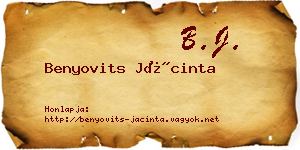 Benyovits Jácinta névjegykártya